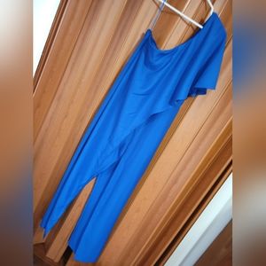 Venus One Shoulder w/Ruffle Jumpsuit - Electric Blue, Sz: 16